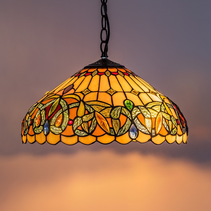 Brilagi - Tiffany stained-glass chandelier on chain LUISA 2xE27/60W/230V