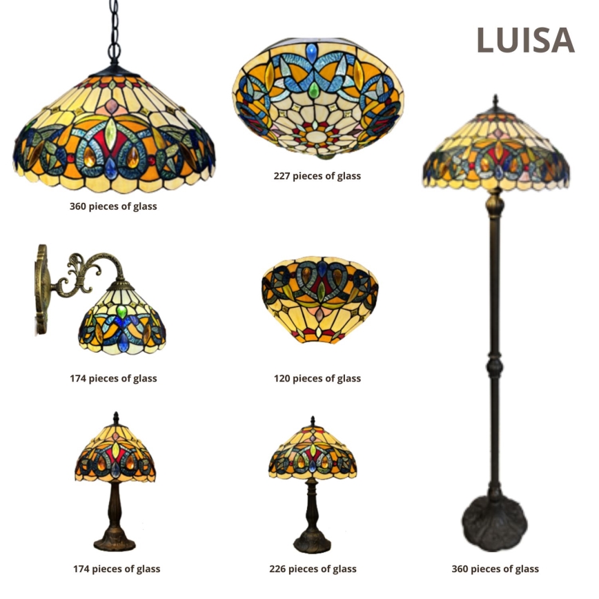 Brilagi - Tiffany stained-glass chandelier on chain LUISA 2xE27/60W/230V