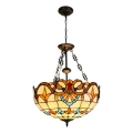 Brilagi - Tiffany stained-glass chandelier on chain MIRABELLA 3xE27/60W/230V Ø 50 cm
