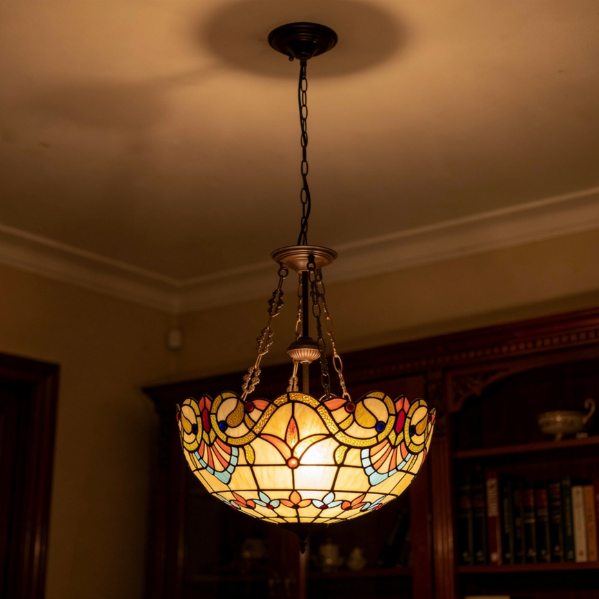 Brilagi - Tiffany stained-glass chandelier on chain MIRABELLA 3xE27/60W/230V Ø 50 cm