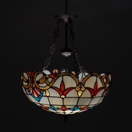 Brilagi - Tiffany stained-glass chandelier on chain MIRABELLA 3xE27/60W/230V Ø 50 cm