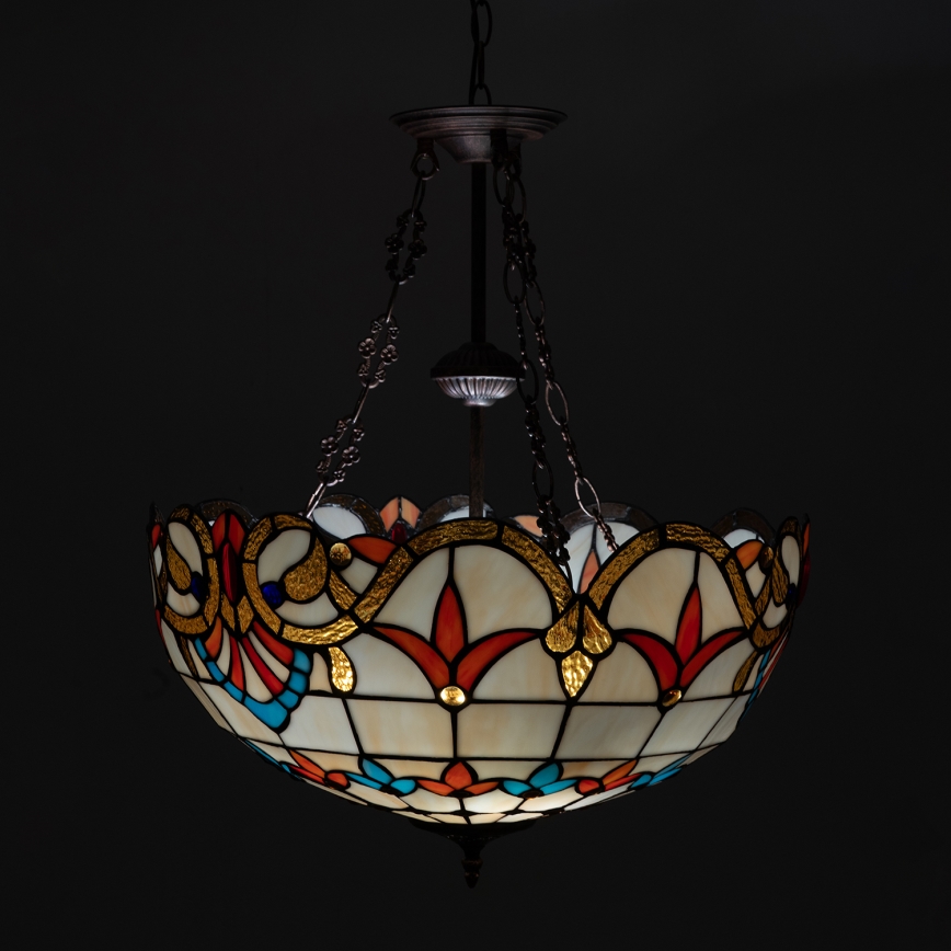 Brilagi - Tiffany stained-glass chandelier on chain MIRABELLA 3xE27/60W/230V Ø 50 cm