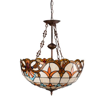 Brilagi - Tiffany stained-glass chandelier on chain MIRABELLA 3xE27/60W/230V Ø 50 cm