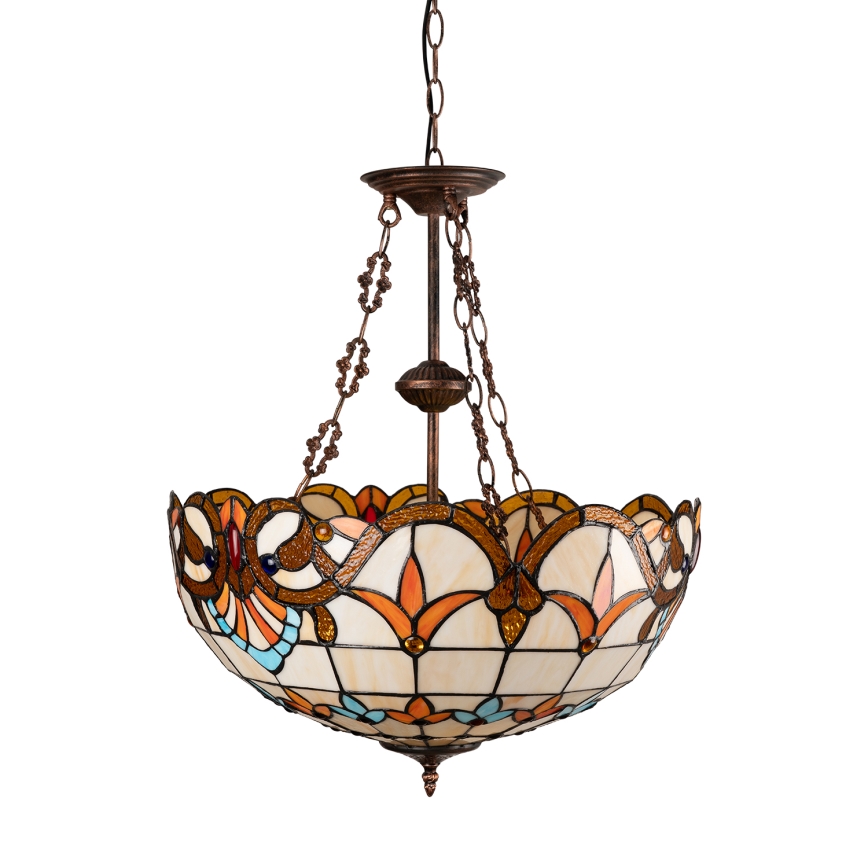 Brilagi - Tiffany stained-glass chandelier on chain MIRABELLA 3xE27/60W/230V Ø 50 cm