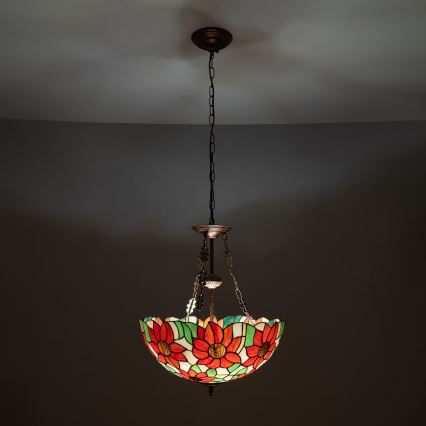 Brilagi - Tiffany stained-glass chandelier on chain SUNFLOWER 3xE27/60W/230V Ø 50 cm