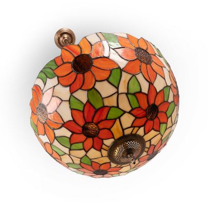 Brilagi - Tiffany stained-glass chandelier on chain SUNFLOWER 3xE27/60W/230V Ø 50 cm