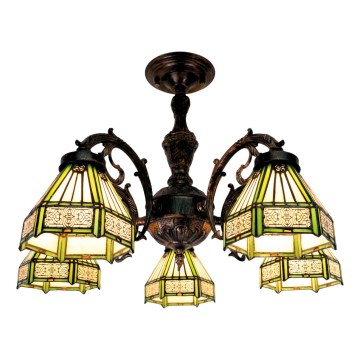 BRILAGI - Tiffany stained-glass flush-mount ceiling light EMERALD 5xE27/60W/230V Ø 60 cm