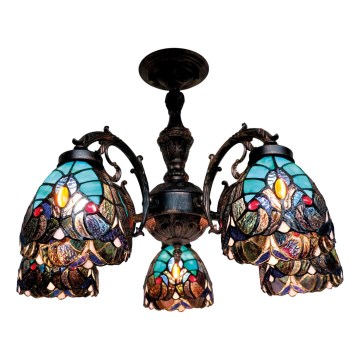 BRILAGI - Tiffany stained-glass flush-mount chandelier CORAL 5xE27/60W/230V Ø 60 cm