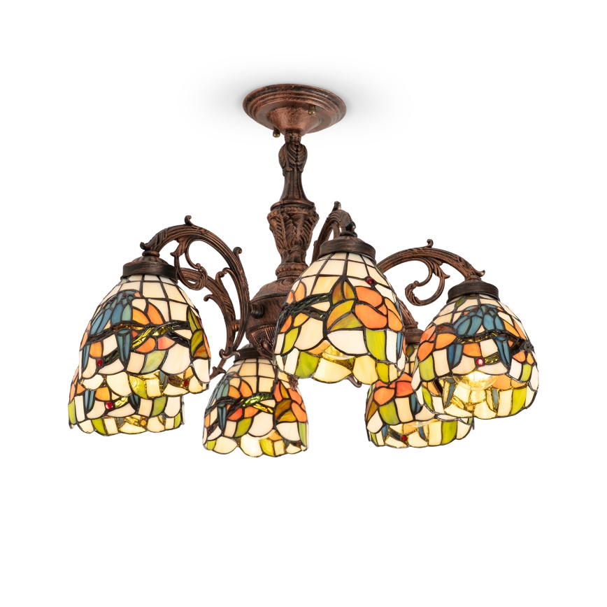 Brilagi - Tiffany stained-glass flush-mount chandelier JUNGLE 6xE27/60W/230V Ø 60 cm