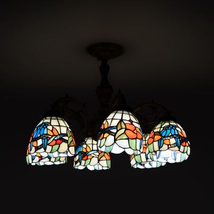 Brilagi - Tiffany stained-glass flush-mount chandelier JUNGLE 6xE27/60W/230V Ø 60 cm