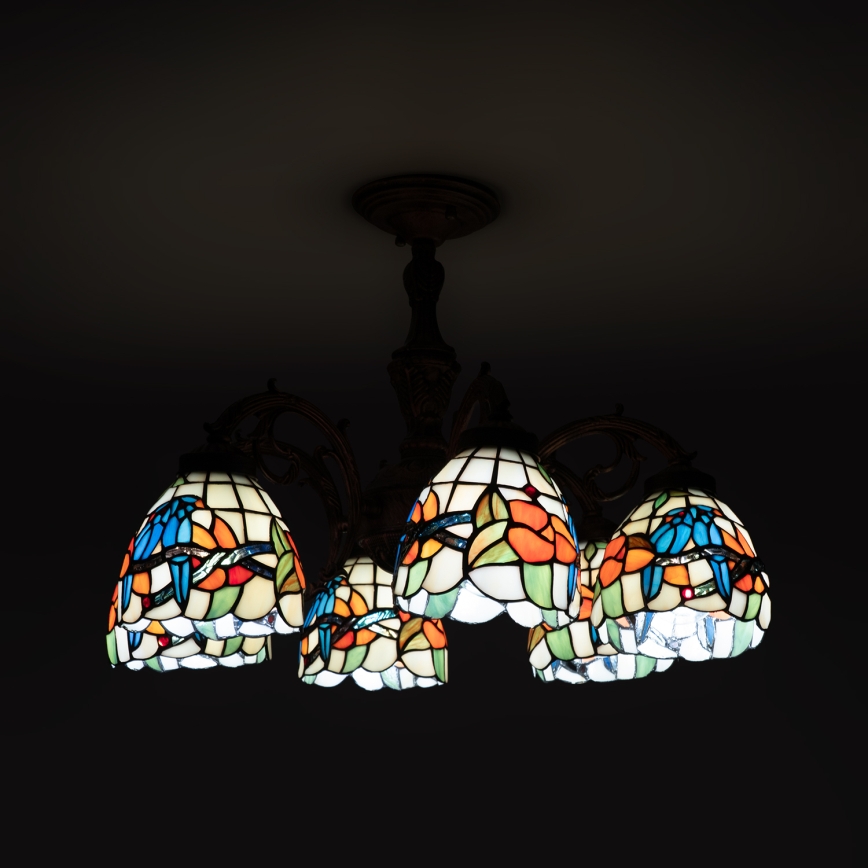 Brilagi - Tiffany stained-glass flush-mount chandelier JUNGLE 6xE27/60W/230V Ø 60 cm