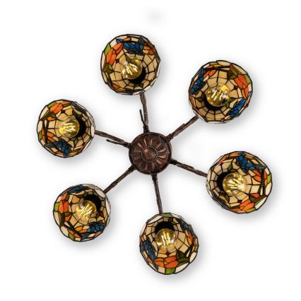 Brilagi - Tiffany stained-glass flush-mount chandelier JUNGLE 6xE27/60W/230V Ø 60 cm