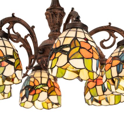 Brilagi - Tiffany stained-glass flush-mount chandelier JUNGLE 6xE27/60W/230V Ø 60 cm