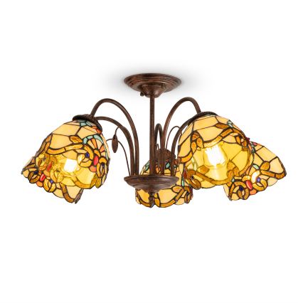 Brilagi - Tiffany stained-glass flush-mount chandelier MIRABELLA 5xE27/60W/230V, Ø 60 cm