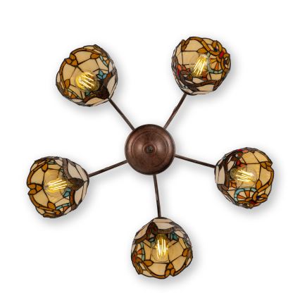 Brilagi - Tiffany stained-glass flush-mount chandelier MIRABELLA 5xE27/60W/230V, Ø 60 cm