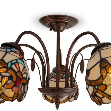 Brilagi - Tiffany stained-glass flush-mount chandelier MIRABELLA 5xE27/60W/230V, Ø 60 cm