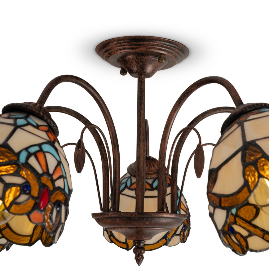 Brilagi - Tiffany stained-glass flush-mount chandelier MIRABELLA 5xE27/60W/230V, Ø 60 cm