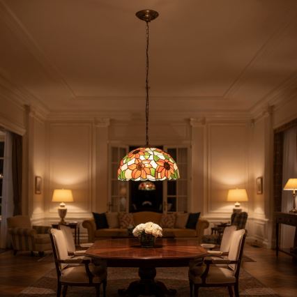 Brilagi - Tiffany stained-glass pendant lamp on chain SUNFLOWER 1xE27/60W/230V Ø 40 cm