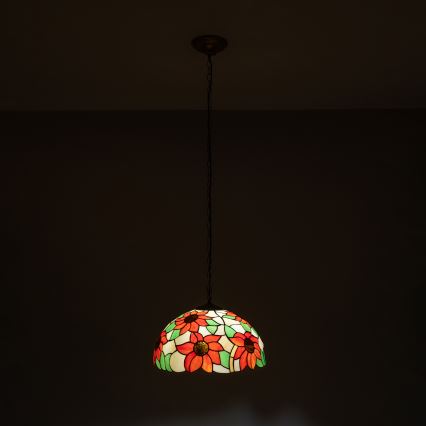 Brilagi - Tiffany stained-glass pendant lamp on chain SUNFLOWER 1xE27/60W/230V Ø 40 cm
