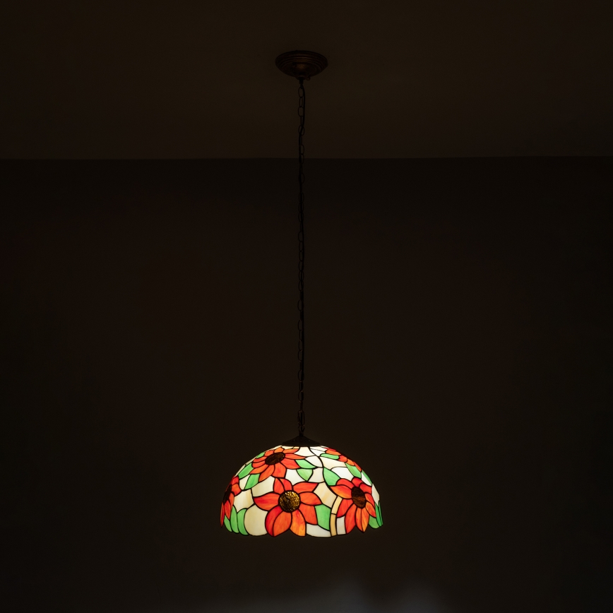 Brilagi - Tiffany stained-glass pendant lamp on chain SUNFLOWER 1xE27/60W/230V Ø 40 cm