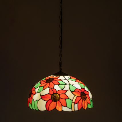 Brilagi - Tiffany stained-glass pendant lamp on chain SUNFLOWER 1xE27/60W/230V Ø 40 cm