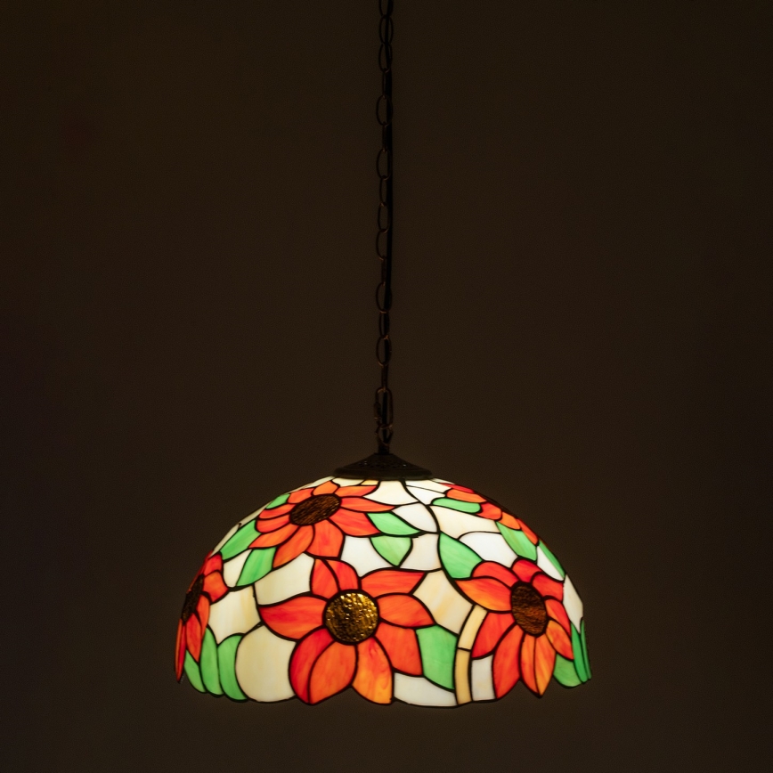 Brilagi - Tiffany stained-glass pendant lamp on chain SUNFLOWER 1xE27/60W/230V Ø 40 cm