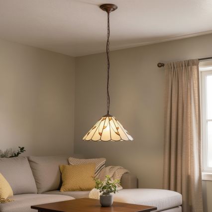 Brilagi - Tiffany stained-glass pendant light on chain FOLIA 1xE27/60W/230V Ø 40 cm