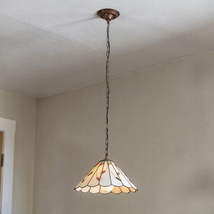 Brilagi - Tiffany stained-glass pendant light on chain FOLIA 1xE27/60W/230V Ø 40 cm