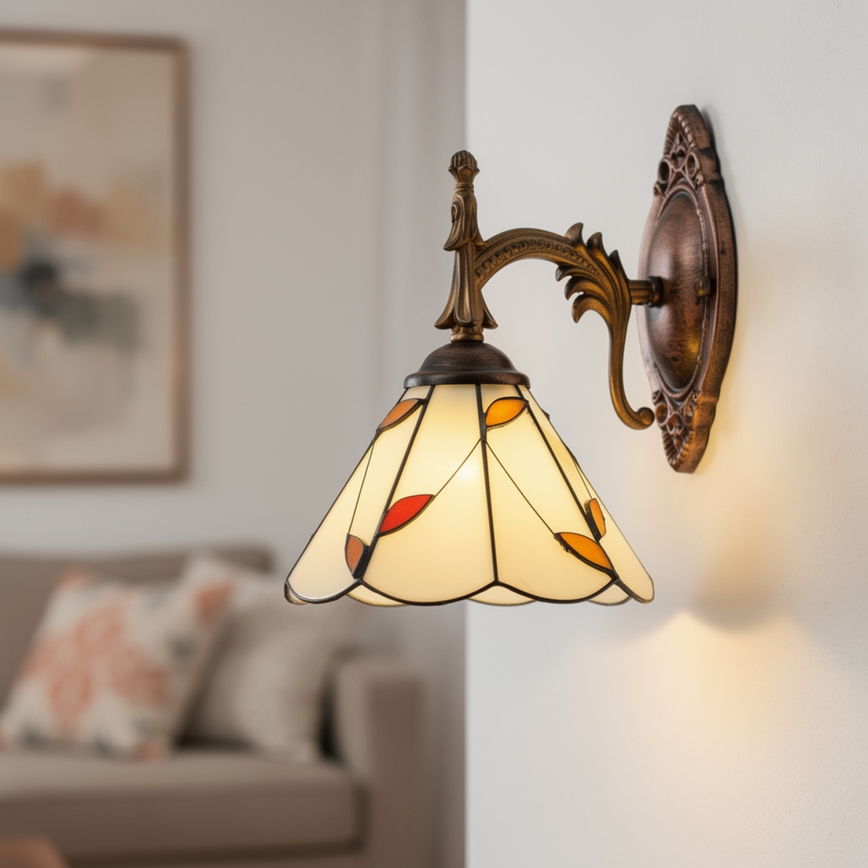Brilagi - Tiffany stained-glass wall lamp FOLIA 1xE14/40W/230V