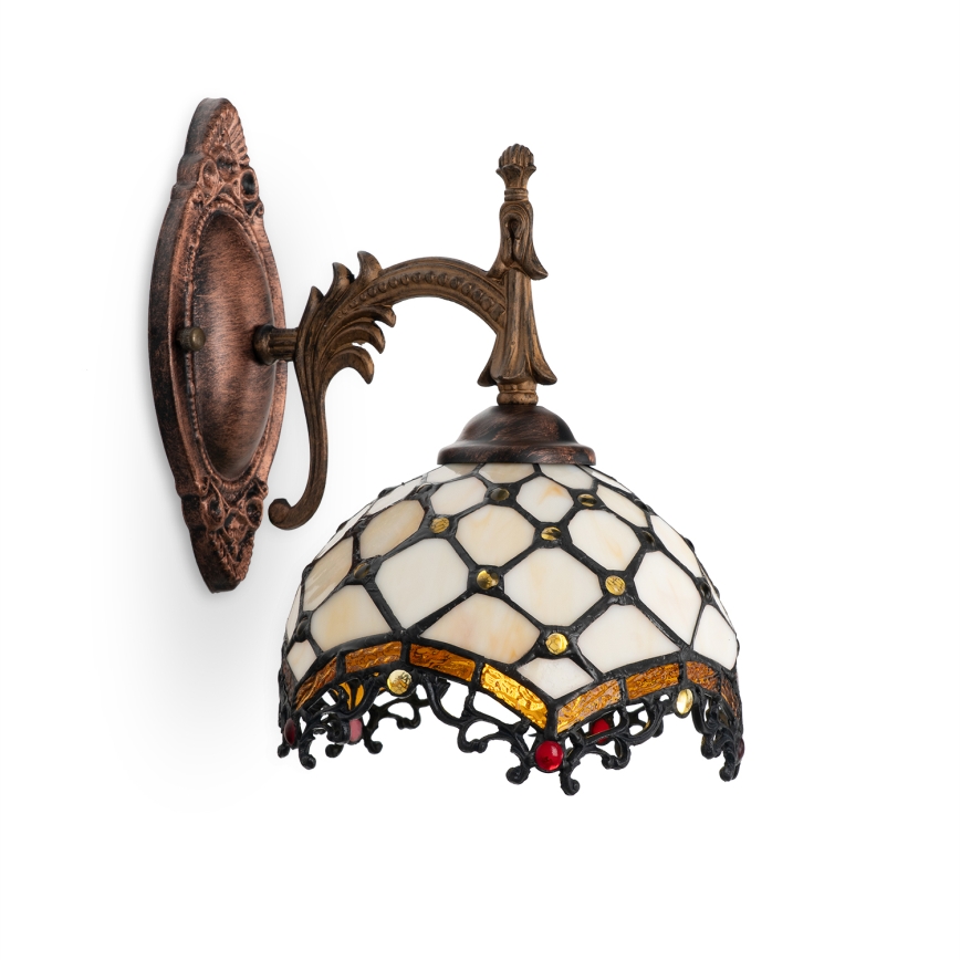 Brilagi - Tiffany stained-glass wall lamp IVORY 1xE14/40W/230V