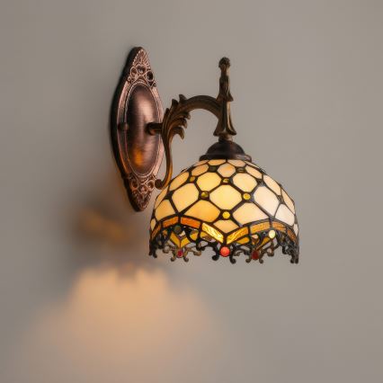 Brilagi - Tiffany stained-glass wall lamp IVORY 1xE14/40W/230V