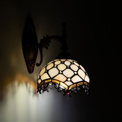Brilagi - Tiffany stained-glass wall lamp IVORY 1xE14/40W/230V
