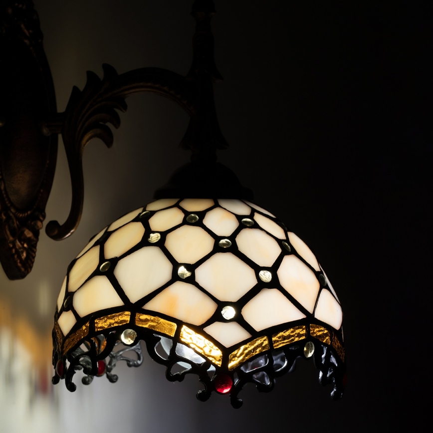 Brilagi - Tiffany stained-glass wall lamp IVORY 1xE14/40W/230V