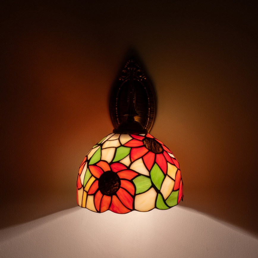 Brilagi - Tiffany stained-glass wall lamp SUNFLOWER 1xE14/40W/230V
