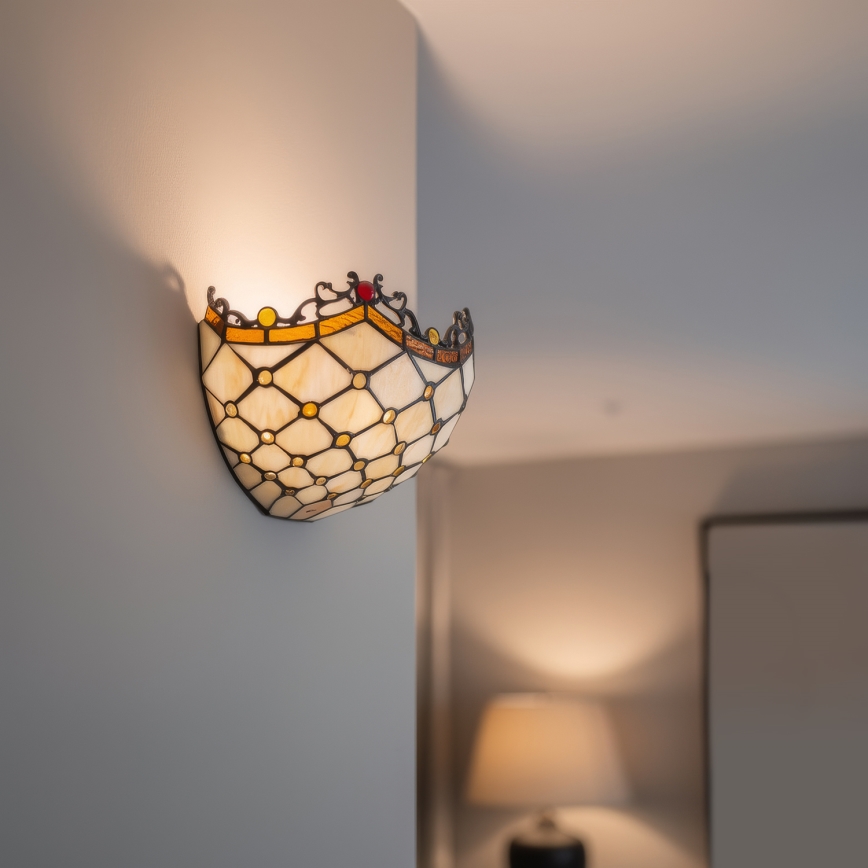 Brilagi - Tiffany stained-glass wall sconce IVORY 1xE14/40W/230V