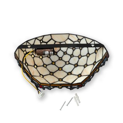 Brilagi - Tiffany stained-glass wall sconce IVORY 1xE14/40W/230V