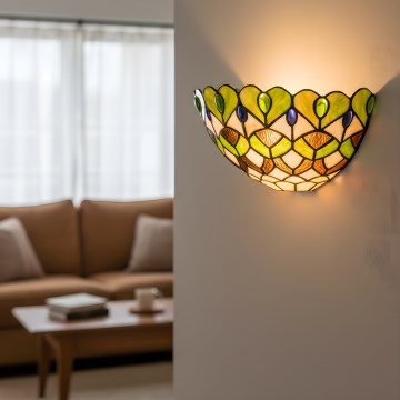 Brilagi - Tiffany stained-glass wall sconce MARGARET 1xE27/40W/230V