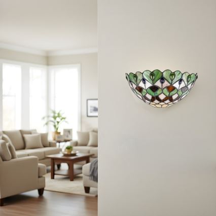 Brilagi - Tiffany stained-glass wall sconce MARGARET 1xE27/40W/230V