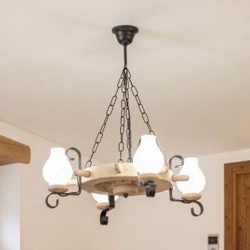 Brilagi - TIMONA Chain-Hung Chandelier 4xE14/40W/230V, Oak