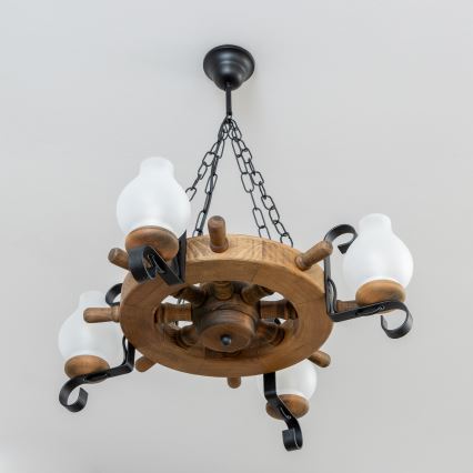 Brilagi - TIMONA chain-hung chandelier 4xE14/40W/230V, Ø 50 cm, beech