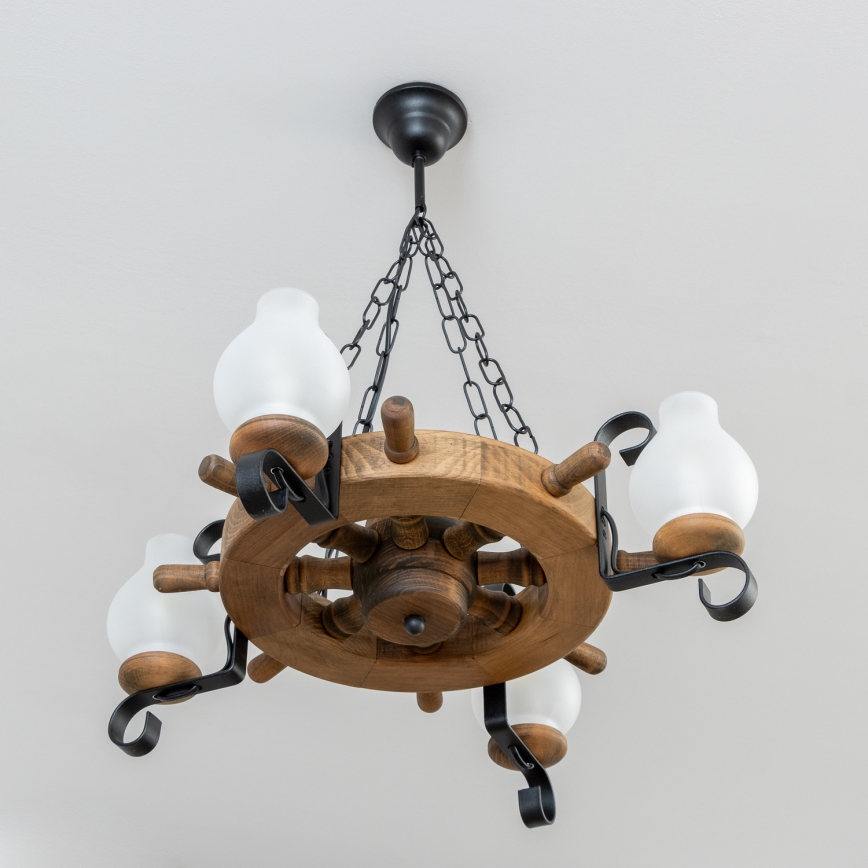 Brilagi - TIMONA chain-hung chandelier 4xE14/40W/230V, Ø 50 cm, beech