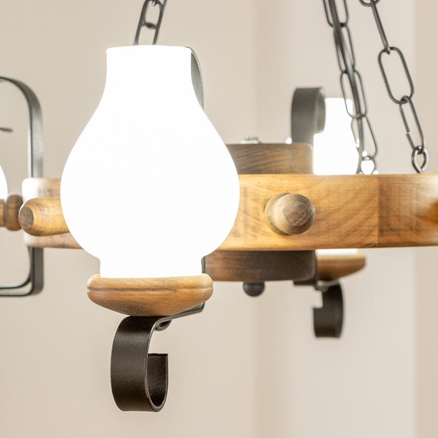 Brilagi - TIMONA chain-hung chandelier 4xE14/40W/230V, Ø 50 cm, beech