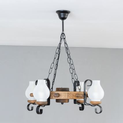 Brilagi - TIMONA chain-hung chandelier 4xE14/40W/230V, Ø 50 cm, beech