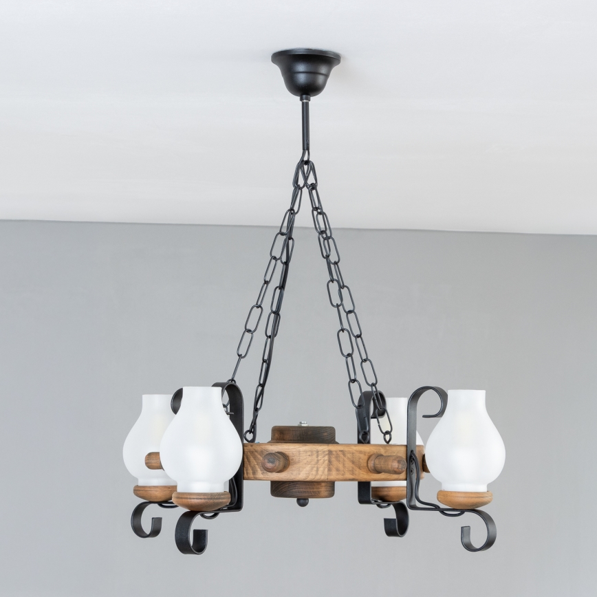 Brilagi - TIMONA chain-hung chandelier 4xE14/40W/230V, Ø 50 cm, beech