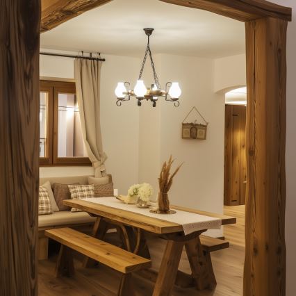 Brilagi - TIMONA chain-hung chandelier 4xE14/40W/230V Ø 50 cm beech/walnut