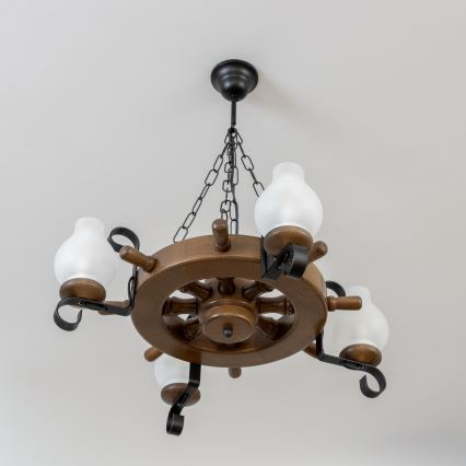Brilagi - TIMONA chain-hung chandelier 4xE14/40W/230V Ø 50 cm beech/walnut