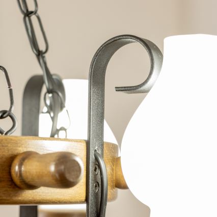 Brilagi - TIMONA chain-hung chandelier 4xE14/40W/230V Ø 50 cm beech/walnut