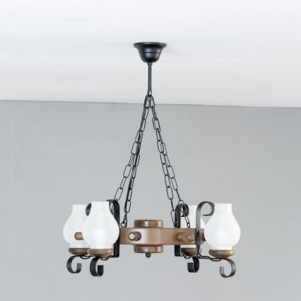 Brilagi - TIMONA chain-hung chandelier 4xE14/40W/230V Ø 50 cm beech/walnut