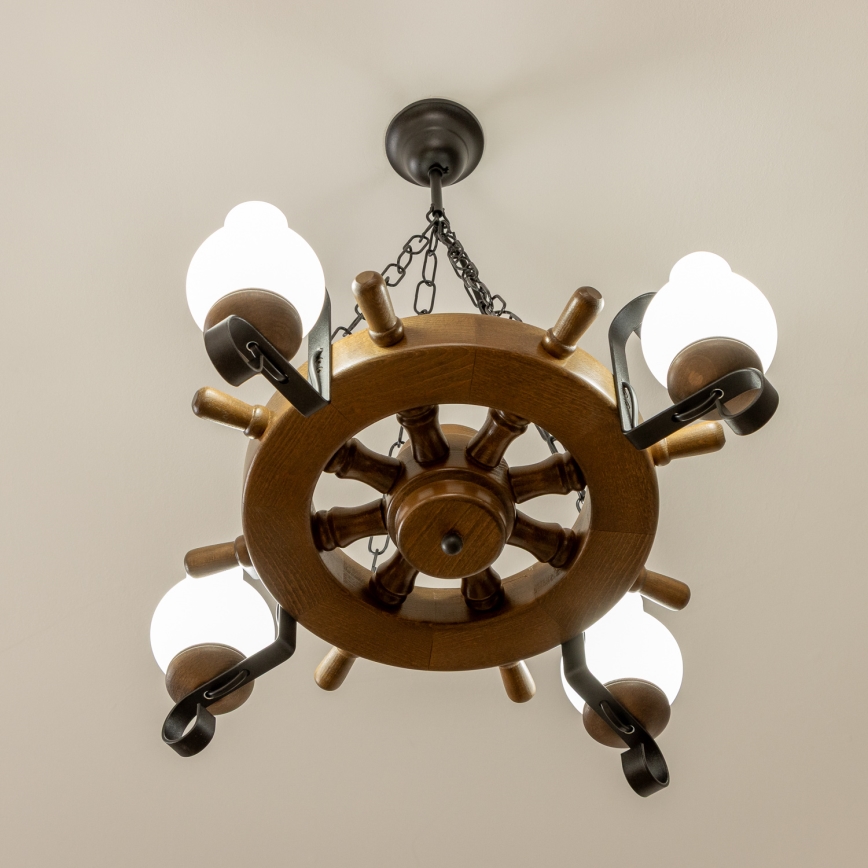 Brilagi - TIMONA chain-hung chandelier 4xE14/40W/230V Ø 50 cm beech/walnut