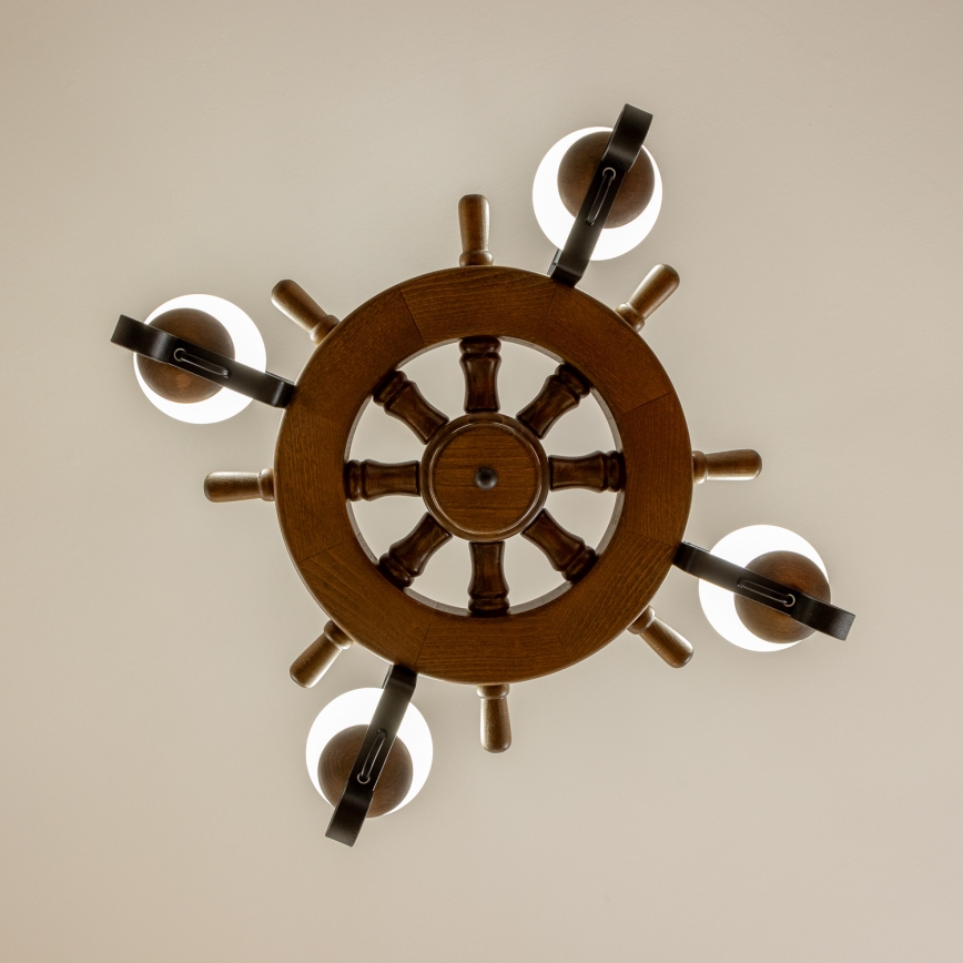 Brilagi - TIMONA chain-hung chandelier 4xE14/40W/230V Ø 50 cm beech/walnut